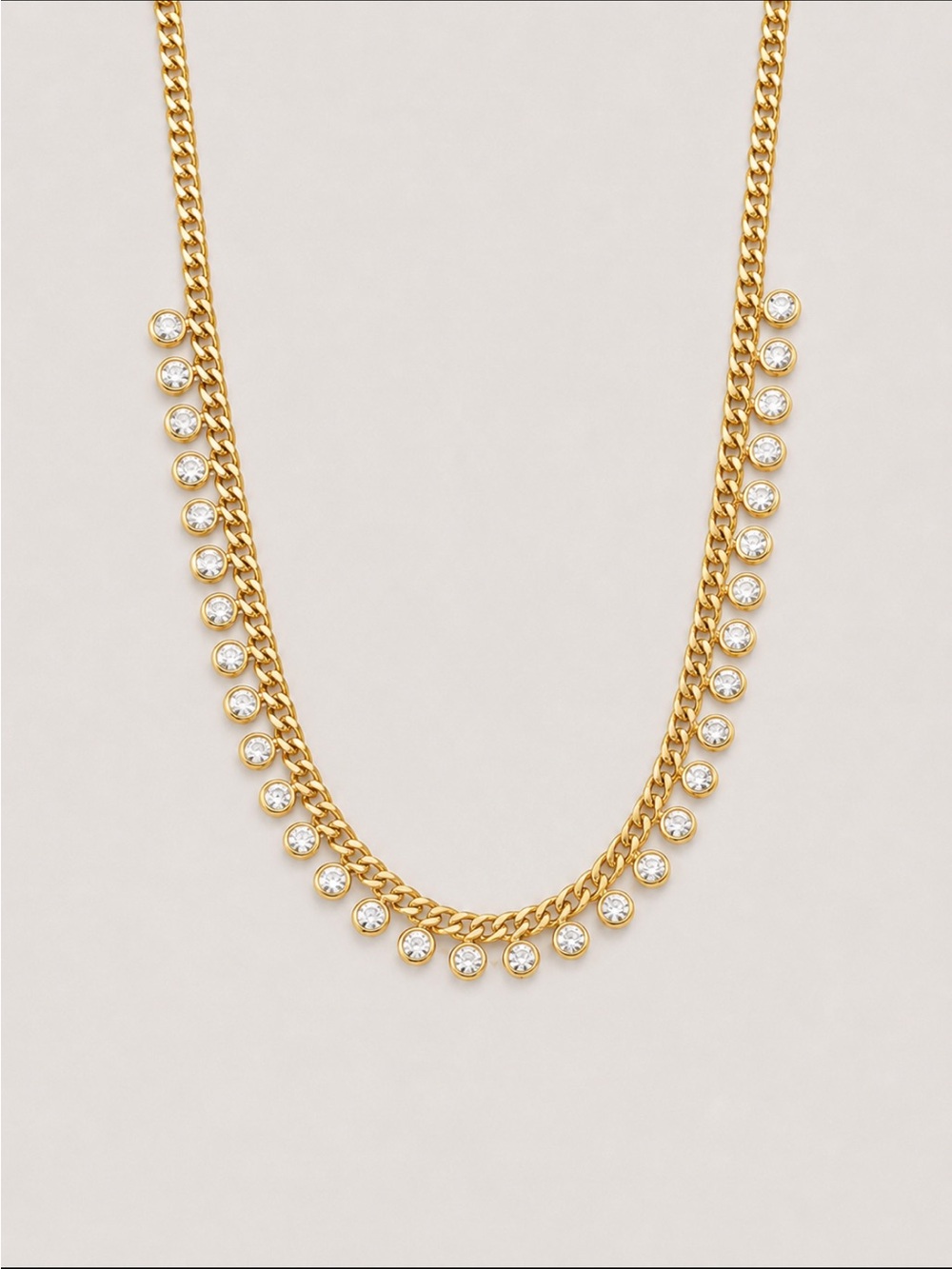 New! Gold Crystal Pendant Chain Necklace NWOT